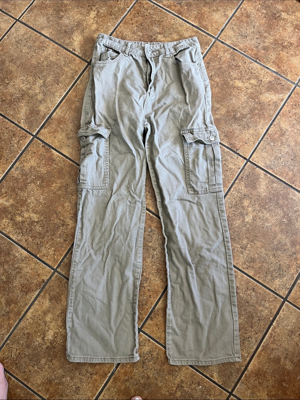 SONG 90s Boyfriend Cargo Pants in Tan Denim Size 7/28